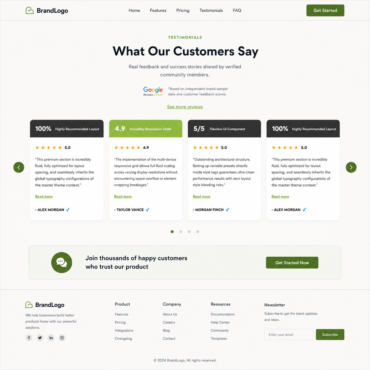 Customer Review Slider