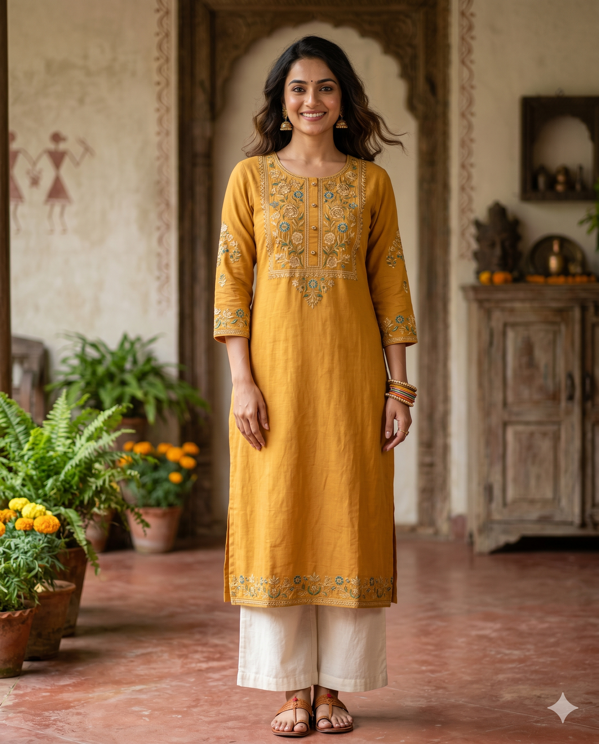 Mustard Ethnic Kuriti
